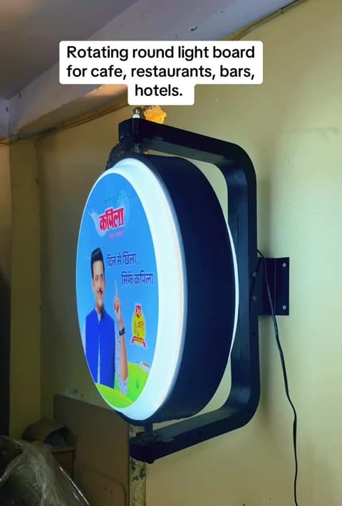 Rotating round light board for your business by Glow N Sign Nepal. We deliver across Nepal